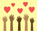 Hands of different people together. Symbol. Vector Royalty Free Stock Photo